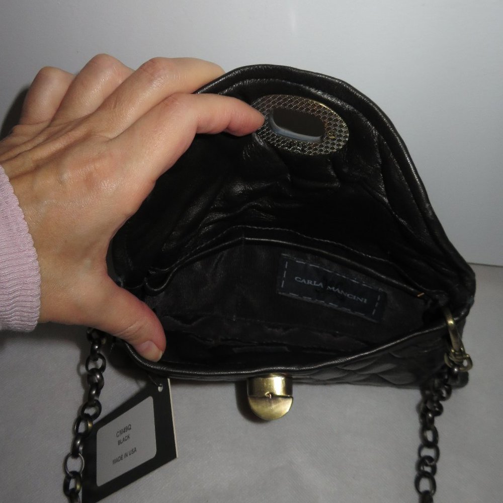 Carla Mancini Black Quilted Leather Clutch - Picture 8 of 10